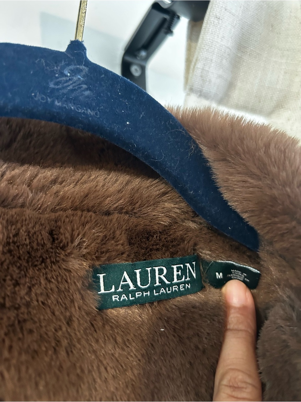 Lauren Ralph Lauren Brown Faux Suede Shearling Moto Jacket - Picture 3 of 9